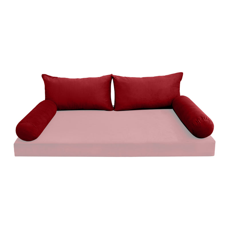 Model V2 - Velvet Indoor Daybed Bolster Pillow Backrest Cushion |COVERS ONLY|