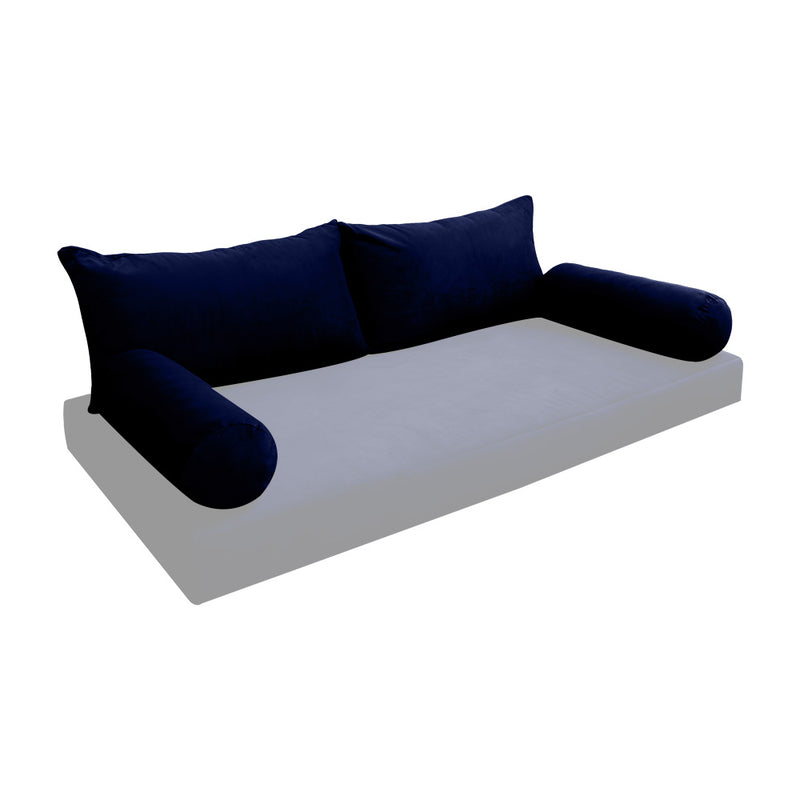 Model V2 - Velvet Indoor Daybed Bolster Pillow Backrest Cushion |COVERS ONLY|