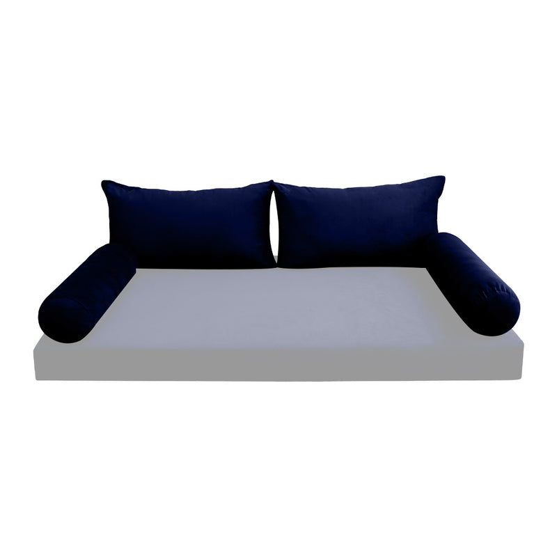 Model V2 - Velvet Indoor Daybed Bolster Pillow Backrest Cushion |COVERS ONLY|