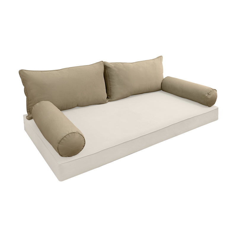Model V2 - Velvet Indoor Daybed Bolster Pillow Backrest Cushion |COVERS ONLY|