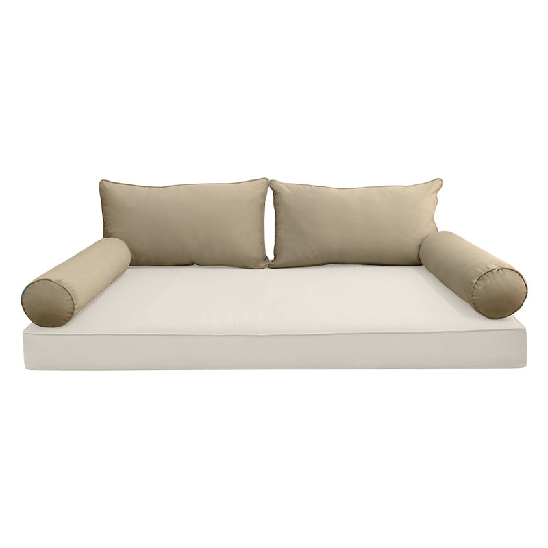Model V2 - Velvet Indoor Daybed Bolster Pillow Backrest Cushion |COVERS ONLY|