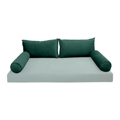 Model V2 - Velvet Indoor Daybed Bolster Pillow Backrest Cushion |COVERS ONLY|