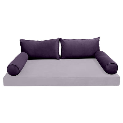 Model V2 - Velvet Indoor Daybed Bolster Pillow Backrest Cushion |COVERS ONLY|