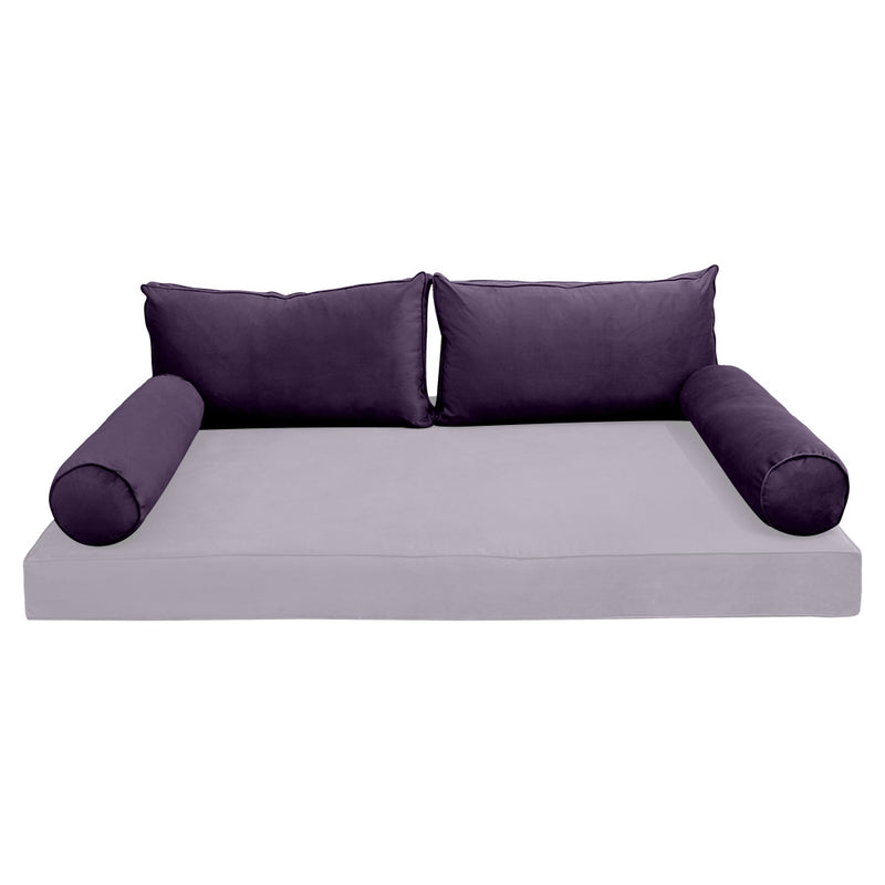 Model V2 - Velvet Indoor Daybed Bolster Pillow Backrest Cushion |COVERS ONLY|