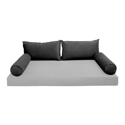 Model V2 - Velvet Indoor Daybed Bolster Pillow Backrest Cushion |COVERS ONLY|
