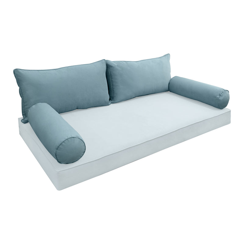Model V2 - Velvet Indoor Daybed Bolster Pillow Backrest Cushion |COVERS ONLY|