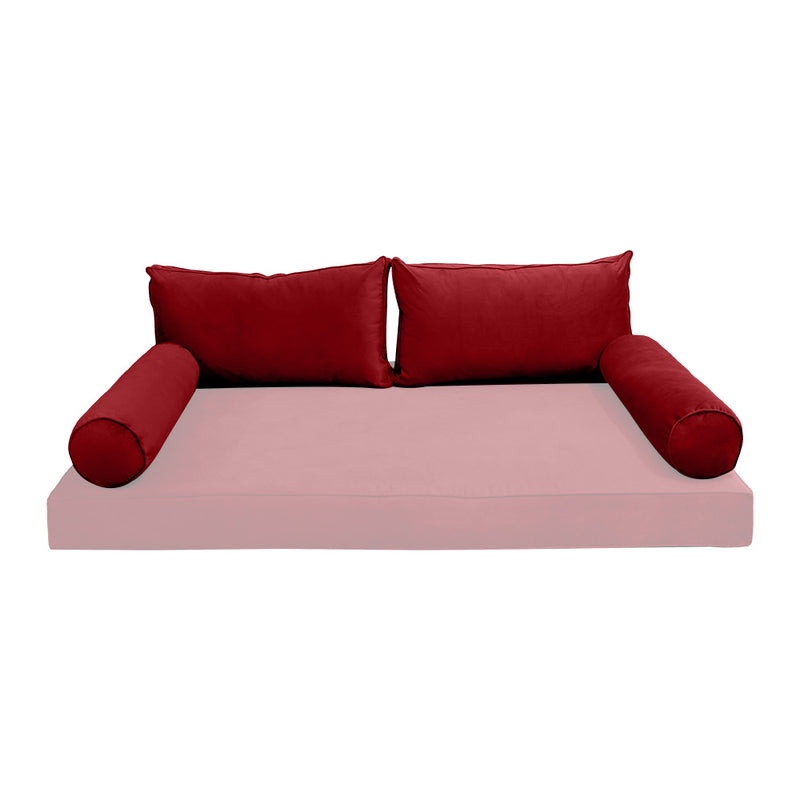 Model V2 - Velvet Indoor Daybed Bolster Pillow Backrest Cushion |COVERS ONLY|