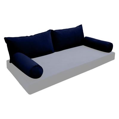 Model V2 - Velvet Indoor Daybed Bolster Pillow Backrest Cushion |COVERS ONLY|