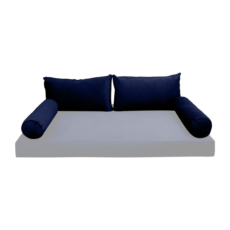Model V2 - Velvet Indoor Daybed Bolster Pillow Backrest Cushion |COVERS ONLY|