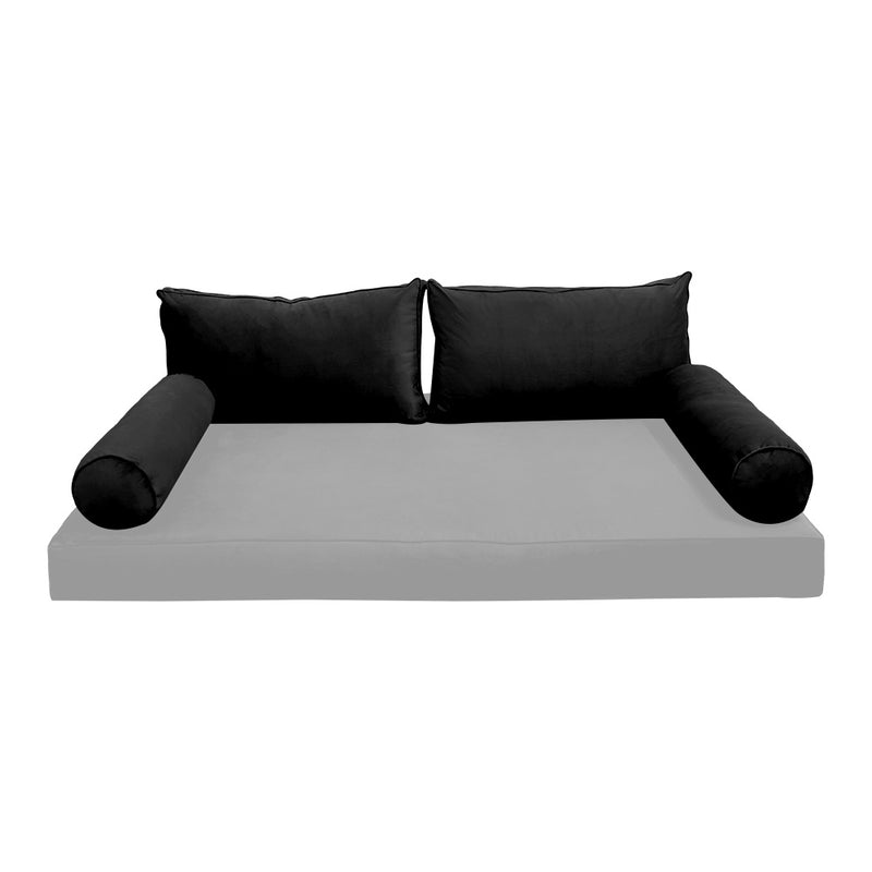 Model V2 - Velvet Indoor Daybed Bolster Pillow Backrest Cushion |COVERS ONLY|