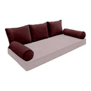 Model V3 - Velvet Indoor Daybed Bolster Pillow Backrest Cushion |COVERS ONLY|
