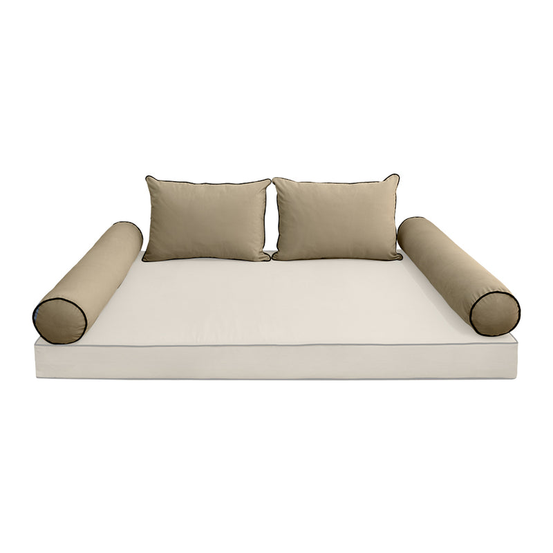 Model V4 - Velvet Indoor Daybed Bolster Pillow Backrest Cushion |COVERS ONLY|