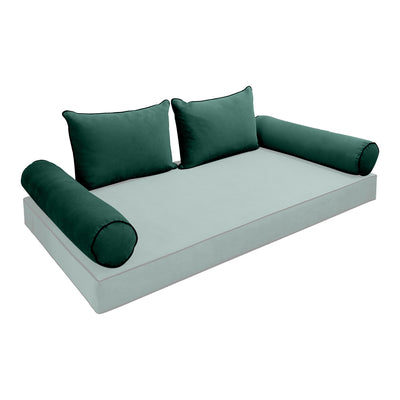Model V4 - Velvet Indoor Daybed Bolster Pillow Backrest Cushion |COVERS ONLY|