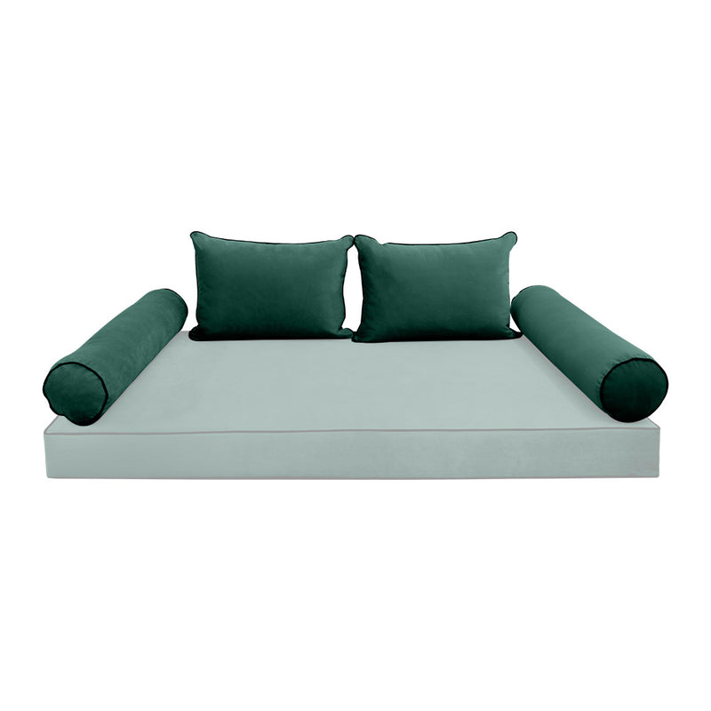 Model V4 - Velvet Indoor Daybed Bolster Pillow Backrest Cushion |COVERS ONLY|