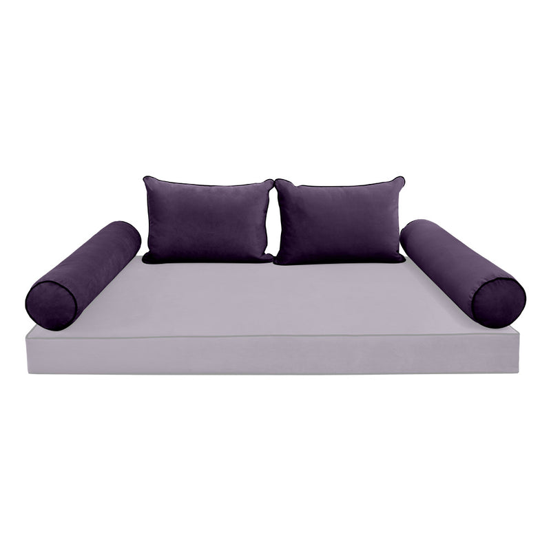 Model V4 - Velvet Indoor Daybed Bolster Pillow Backrest Cushion |COVERS ONLY|