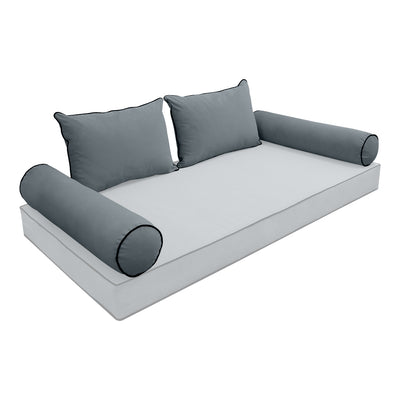 Model V4 - Velvet Indoor Daybed Bolster Pillow Backrest Cushion |COVERS ONLY|