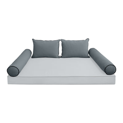 Model V4 - Velvet Indoor Daybed Bolster Pillow Backrest Cushion |COVERS ONLY|