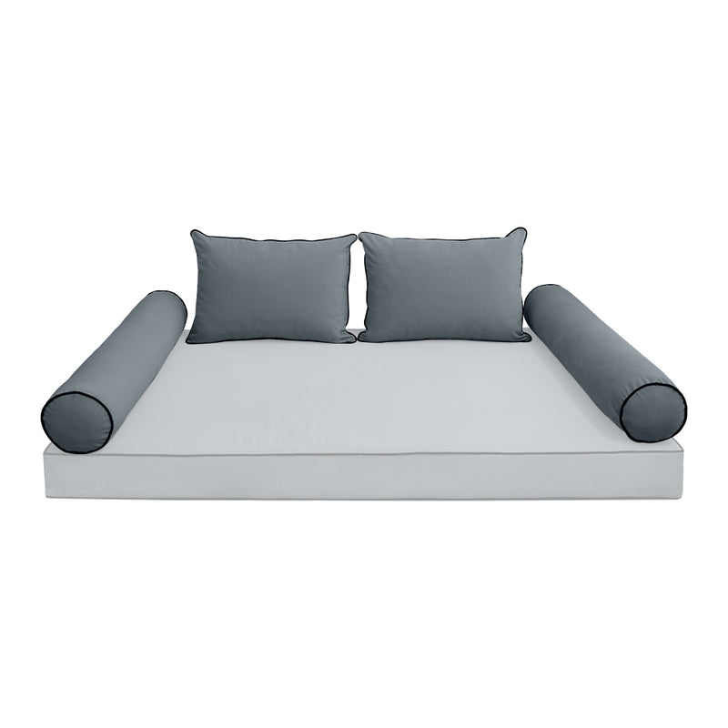 Model V4 - Velvet Indoor Daybed Bolster Pillow Backrest Cushion |COVERS ONLY|
