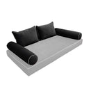 Model V4 - Velvet Indoor Daybed Bolster Pillow Backrest Cushion |COVERS ONLY|