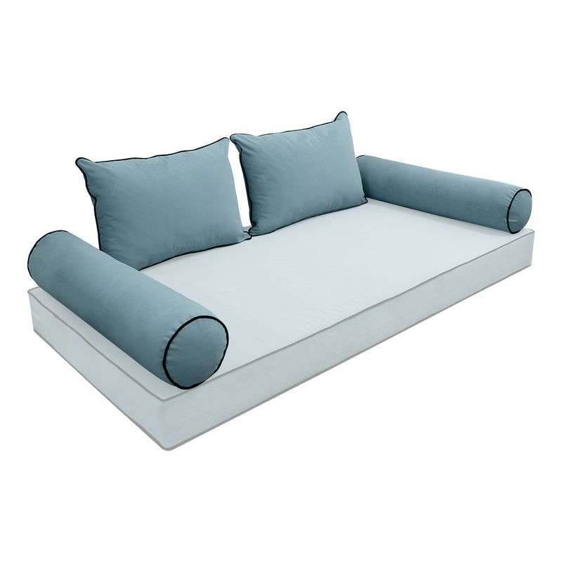 Model V4 - Velvet Indoor Daybed Bolster Pillow Backrest Cushion |COVERS ONLY|