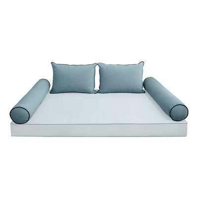Model V4 - Velvet Indoor Daybed Bolster Pillow Backrest Cushion |COVERS ONLY|