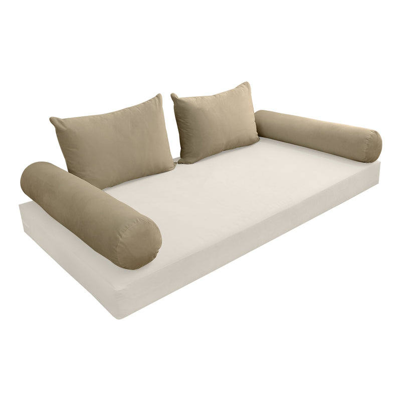 Model V4 - Velvet Indoor Daybed Bolster Pillow Backrest Cushion |COVERS ONLY|