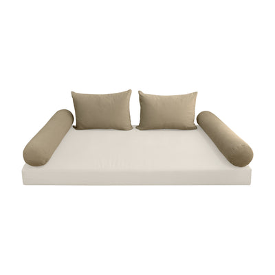 Model V4 - Velvet Indoor Daybed Bolster Pillow Backrest Cushion |COVERS ONLY|