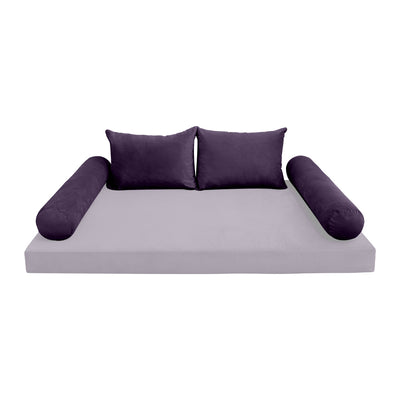 Model V4 - Velvet Indoor Daybed Bolster Pillow Backrest Cushion |COVERS ONLY|