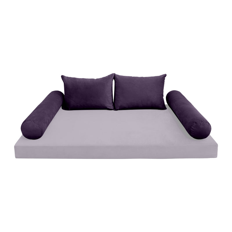 Model V4 - Velvet Indoor Daybed Bolster Pillow Backrest Cushion |COVERS ONLY|