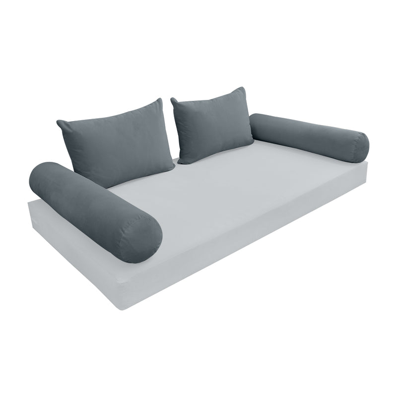 Model V4 - Velvet Indoor Daybed Bolster Pillow Backrest Cushion |COVERS ONLY|