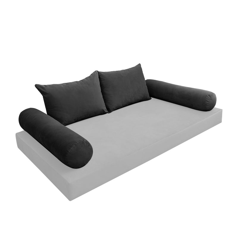 Model V4 - Velvet Indoor Daybed Bolster Pillow Backrest Cushion |COVERS ONLY|