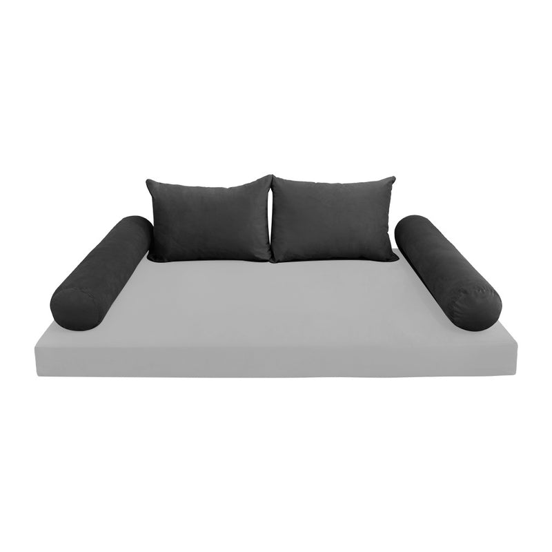 Model V4 - Velvet Indoor Daybed Bolster Pillow Backrest Cushion |COVERS ONLY|