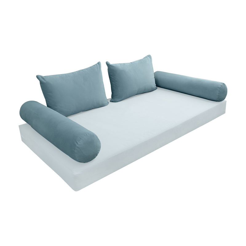 Model V4 - Velvet Indoor Daybed Bolster Pillow Backrest Cushion |COVERS ONLY|