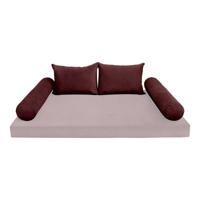 Model V4 - Velvet Indoor Daybed Bolster Pillow Backrest Cushion |COVERS ONLY|