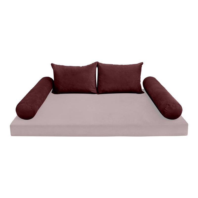 Model V4 - Velvet Indoor Daybed Bolster Pillow Backrest Cushion |COVERS ONLY|