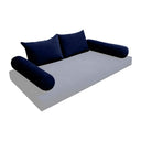 Model V4 - Velvet Indoor Daybed Bolster Pillow Backrest Cushion |COVERS ONLY|