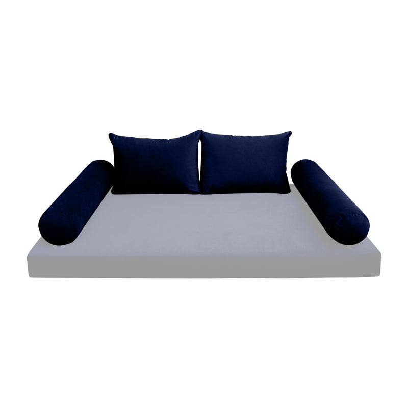 Model V4 - Velvet Indoor Daybed Bolster Pillow Backrest Cushion |COVERS ONLY|