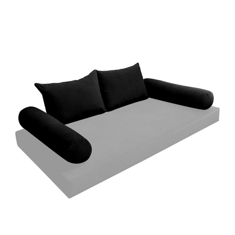 Model V4 - Velvet Indoor Daybed Bolster Pillow Backrest Cushion |COVERS ONLY|