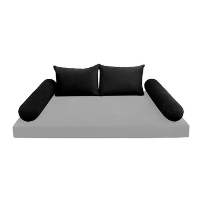 Model V4 - Velvet Indoor Daybed Bolster Pillow Backrest Cushion |COVERS ONLY|