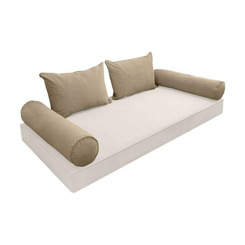 Model V4 - Velvet Indoor Daybed Bolster Pillow Backrest Cushion |COVERS ONLY|