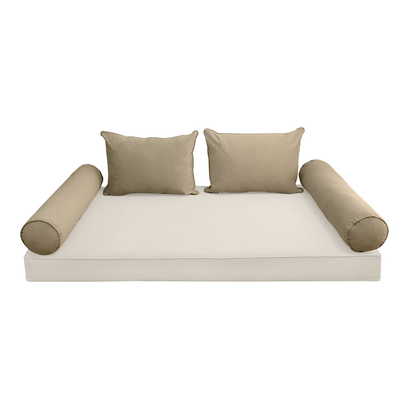 Model V4 - Velvet Indoor Daybed Bolster Pillow Backrest Cushion |COVERS ONLY|
