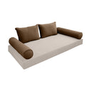 Model V4 - Velvet Indoor Daybed Bolster Pillow Backrest Cushion |COVERS ONLY|