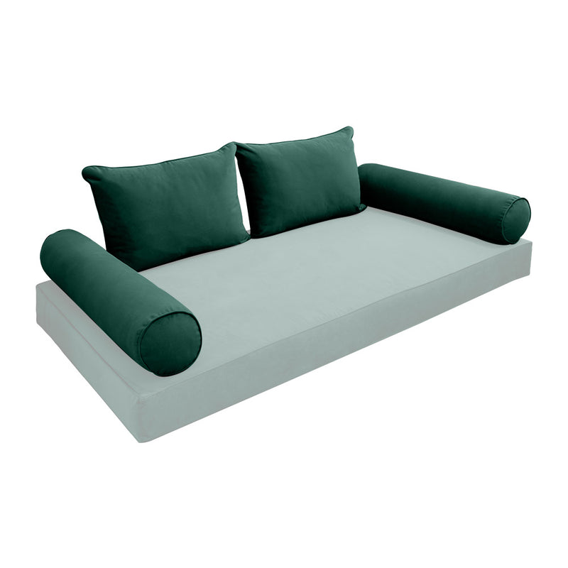 Model V4 - Velvet Indoor Daybed Bolster Pillow Backrest Cushion |COVERS ONLY|