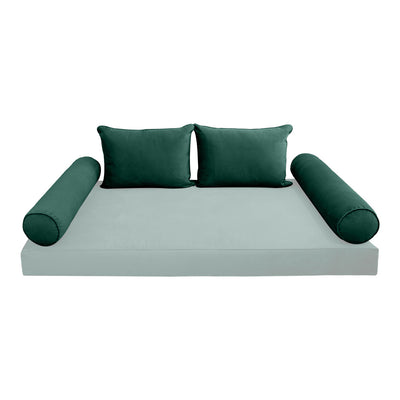 Model V4 - Velvet Indoor Daybed Bolster Pillow Backrest Cushion |COVERS ONLY|