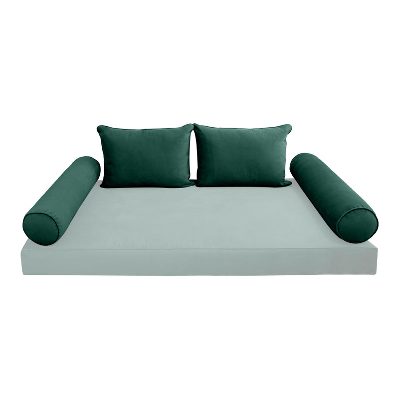 Model V4 - Velvet Indoor Daybed Bolster Pillow Backrest Cushion |COVERS ONLY|