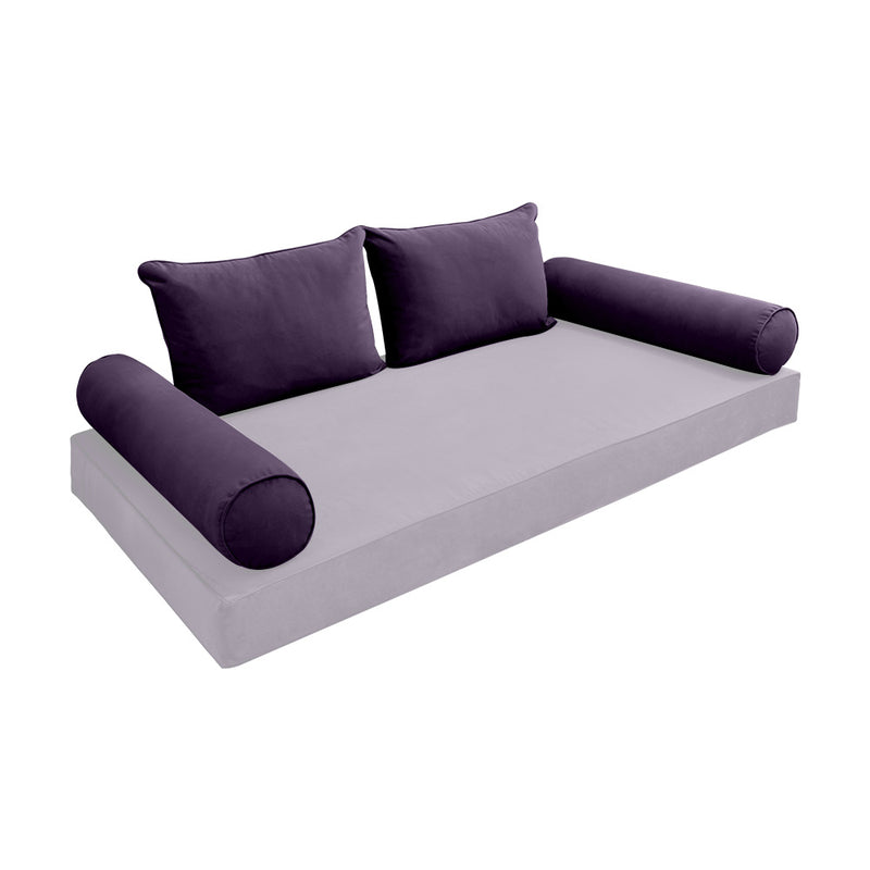 Model V4 - Velvet Indoor Daybed Bolster Pillow Backrest Cushion |COVERS ONLY|