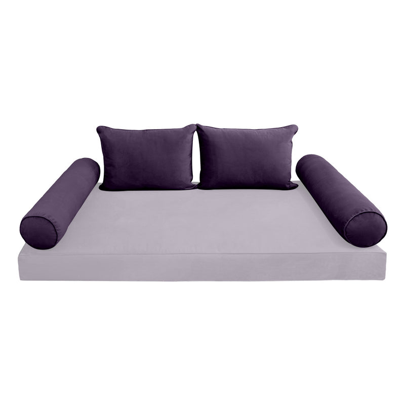 Model V4 - Velvet Indoor Daybed Bolster Pillow Backrest Cushion |COVERS ONLY|