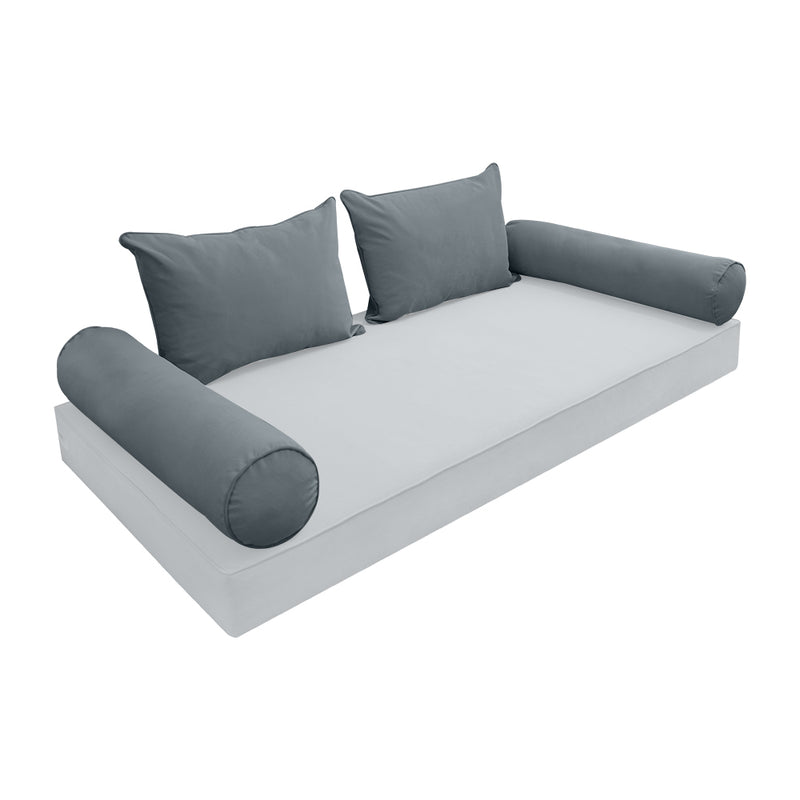 Model V4 - Velvet Indoor Daybed Bolster Pillow Backrest Cushion |COVERS ONLY|