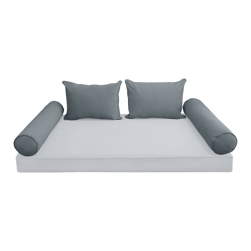 Model V4 - Velvet Indoor Daybed Bolster Pillow Backrest Cushion |COVERS ONLY|