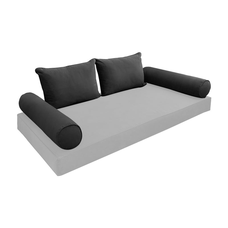 Model V4 - Velvet Indoor Daybed Bolster Pillow Backrest Cushion |COVERS ONLY|